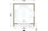 Gartenhaus aus Holz PIA S (34 mm + Holzverschalung), 5x5 m, 25 m² specification 1