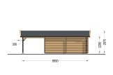 Doppelgarage aus Holz MULTI (44 mm) 6x6 m mit Carport 3x6 m specification 4