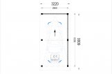 Carport aus Holz LUNA F mit L-förmiger Wand, 3.2x6 m specification 1