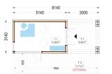 Gartenhaus als Büro Mit Terrasse PREMIUM (Isoliert, 34 mm + Holzverschalung), 5x3 m, 15 m² + 9 m² specification 1