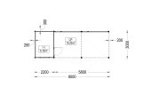 Carport aus Holz für 1 Auto mit Schuppen MODERN, 8x3 m specification 1