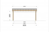 Carport aus Holz für 2 Autos mit L-förmiger Wand LUNA DUO F, 6x6 m specification 2