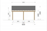 Carport aus Holz für 2 Autos mit L-förmiger Wand LUNA DUO, 6x6 m specification 2