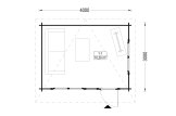 Gartenhaus aus Holz mit Flachdach DREUX (34 mm), 4x3 m, 12 m² specification 1