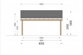 Carport aus Holz für 2 Autos Mit Seitenwand LUNA DUO, 6x6 m specification 2