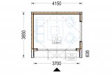 Gartenhaus aus Holz PIA (Isoliert, 34 mm + Holzverschalung), 4x3 m, 12 m² specification 1