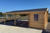 Doppelcarport aus Holz 5.5x6 m mit Schuppen (44 mm), 2x6 m customer 3