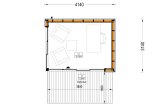 Gartenhaus aus Holz AMARA (Isoliert, 34 mm + Holzverschalung), 4x3 m, 10 m² specification 1