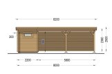 Carport aus Holz für 1 Auto mit Schuppen MODERN, 8x4 m specification 5