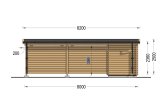 Carport aus Holz für 1 Auto mit Schuppen MODERN, 8x4 m specification 3