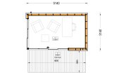 Gartenhaus aus Holz AMARA (Isoliert, 34 mm + Verschalung), 5x3 m, 13 m² specification 1