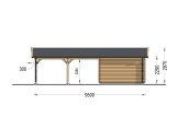 Holzgarage MULTI (44 mm) 4x6 m mit Doppelcarport 5.5x6 m specification 4