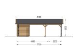 Doppelcarport aus Holz 5.5x6 m mit Schuppen (44 mm), 2x6 m specification 4