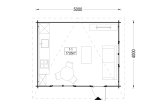 Gartenhaus aus mit Flachdach Holz DREUX (34 mm), 5x4 m, 18 m² specification 1