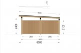 Carport aus Holz für 2 Autos mit L-förmiger Wand LUNA DUO F, 6x6 m specification 3