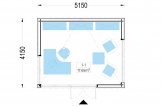 Gartenbüro PREMIUM (34 mm + Holzverschalung), 5x4 m, 20 m² specification 1