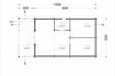 Blockbohlenhaus mit Flachdach und Terrasse HYMER (Isoliert, 44+44 mm), 42 m² + 10 m² specification 1