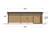 Carport aus Holz für 1 Auto mit Schuppen MODERN, 8x3 m specification 3