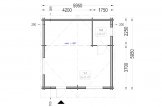 Gartenhaus aus Holz NINA S (Isoliert, 44+44 mm), 6x6 m, 36 m² specification 1