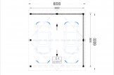 Carport aus Holz für 2 Autos mit L-förmiger Wand LUNA DUO, 6x6 m specification 1