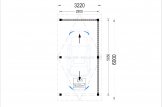 Carport aus Holz mit L-förmiger Wand LUNA, 3.2x6 m specification 1