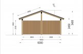 Carport aus Holz für 2 Autos mit L-förmiger Wand LUNA DUO, 6x6 m specification 5