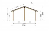 Carport aus Holz für 2 Autos mit L-förmiger Wand LUNA DUO, 6x6 m specification 3