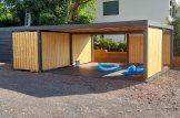 Carport aus Holz für 2 Autos mit Schuppen und Seitenwand LUNA DUO F PLUS, 7.6x5.6 m customer 1