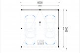 Carport aus Holz für 2 Autos mit L-förmiger Wand LUNA DUO F, 6x6 m specification 1