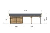 Holzgarage MULTI (44 mm) 4x6 m mit Doppelcarport 5.5x6 m specification 2
