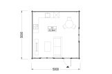 Gartenhaus aus Holz DREUX (44 mm), 5x5 m, 25 m² specification 1