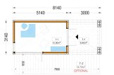 Gartenhaus als Büro Mit Terrasse PREMIUM (Extra Isoliert, 34 mm + Holzverschalung), 5x3 m, 15 m² + 9 m² specification 1
