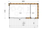 Gartenhaus aus Holz AMARA mit Schuppen (Isoliert, 34 mm + Verschalung), 6x3 m, 15 m² specification 1