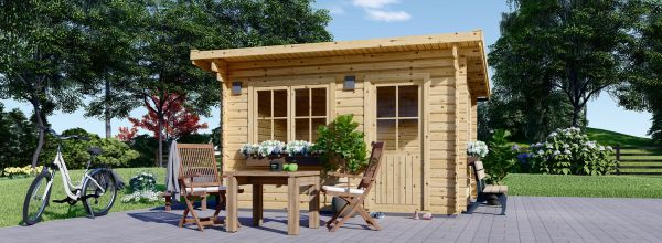 Gartenhaus aus mit Flachdach Holz DREUX (44 mm), 5x4 m, 20 m²