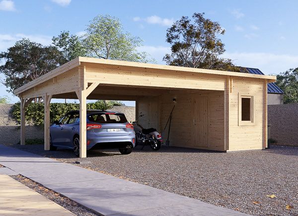 Carport aus Holz für 2 Autos mit Schuppen MODERN DUO, 5.95x7.5 m avp.ui.product_images.thumbnail 1