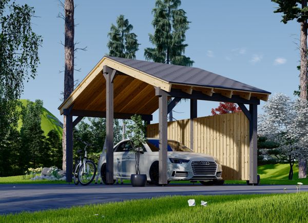 Carport aus Holz mit Seitenwand LUNA, 3.2x6 m avp.ui.product_images.thumbnail 1