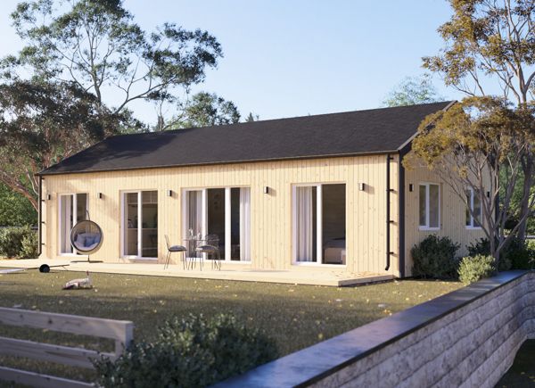 Blockbohlenhaus NICOLE S (Isoliert, 66 mm + Holzverschalung), 66 m² thumbnail 1