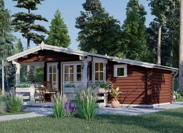 Kleines Schwedenhaus für den Garten ISLA (Isoliert, 44+44 mm), 6x5 m, 18 m² + 7 m² Terrasse avp.ui.product_images.thumbnail 1