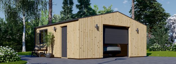 Holzgarage SILVIA (34 mm + Holzverschalung), 6x6 m, 36 m²