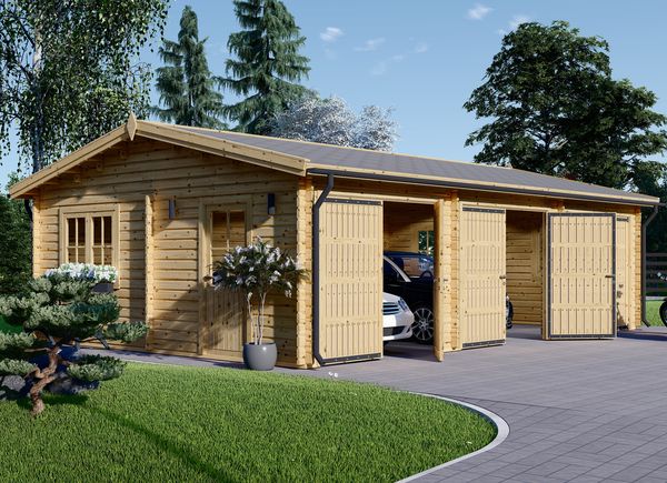 Dreifachgarage aus Holz TRIO (44 mm), 9x6 m, 54 m² avp.ui.product_images.thumbnail 1