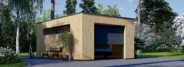 Holzgarage mit Flachdach SILVIA F (34 mm + Holzverschalung), 4x6 m, 24 m²