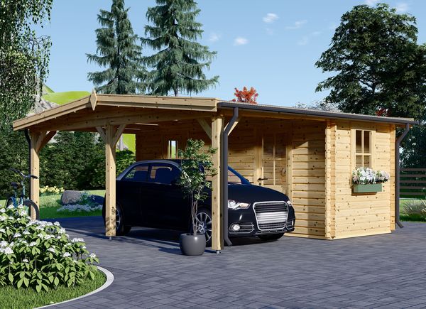 Carports Aus Holz Mit Schuppen Als Abstellraum Gerateraum
