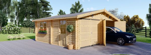 Doppelgarage aus Holz CLASSIC DUO (44 mm), 6x6 m, 36 m²