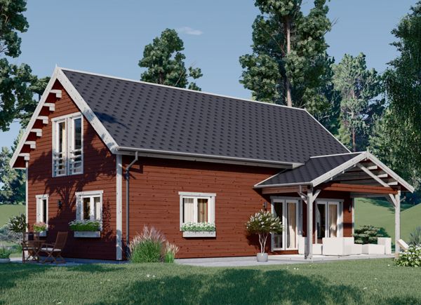 Schwedenhaus VERA (PREMIUM Isoliert, KfW 40, 44 mm + Holzverschalung), 127 m² + 13.5 m² Terrasse avp.ui.product_images.thumbnail 1