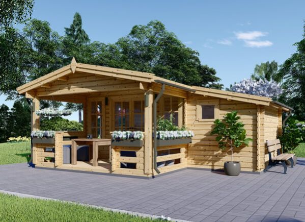 Blockbohlenhaus mit Terrasse ISLA (44 mm), 6x5 m, 18 m² + 7 m² avp.ui.product_images.thumbnail 1
