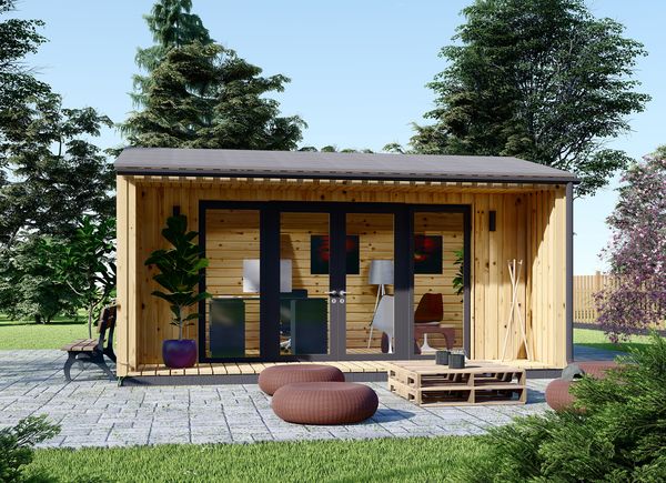 Gartenhaus als Büro TINA (44 mm + Holzverschalung), 5.5x5 m, 22 m² avp.ui.product_images.thumbnail 1