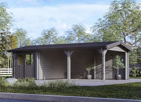 Carport aus Holz 4x5 m mit Schuppen (44 mm), 4x2.5 m avp.ui.product_images.thumbnail 1