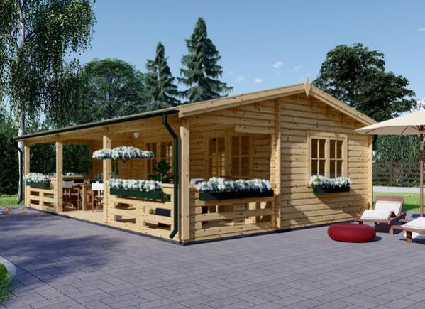 Blockbohlenhaus mit Terrasse AMELIA (44 mm), 32 m² + 20 m² avp.ui.product_images.thumbnail 1