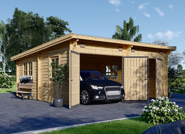 Doppelgarage aus Holz mit Flachdach MODERN (44 mm), 6x5 m, 30 m² avp.ui.product_images.thumbnail 1