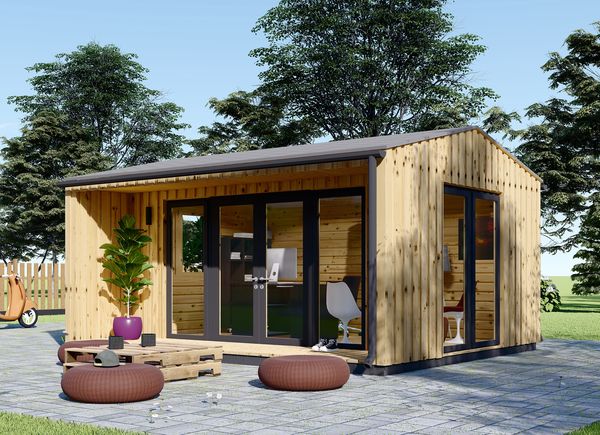 Gartenhaus als Büro TINA (44 mm + Holzverschalung , 5x4 m, 15 m² avp.ui.product_images.thumbnail 1
